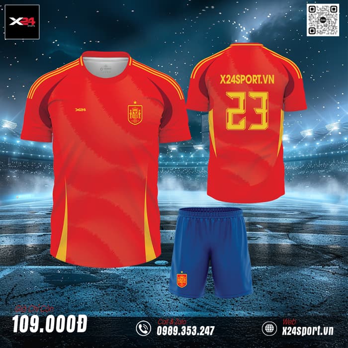 Quần Áo Bóng Đá Đội Tuyển Tây Ban Nha Euro 2024 Sân Nhà