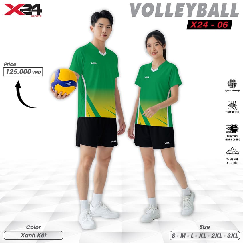 Áo Bóng Chuyền X24 – 06 Màu Xanh Két Năng Động